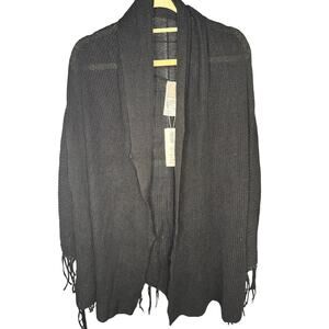 NWT Chico's Fringe Capelet Ruana Covering Wrap Sweater Size S/M